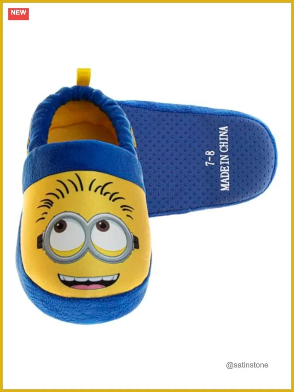 Minions Slippers Kids Plush Faux Fur Indoor House Shoes Slip-On Closed Toe